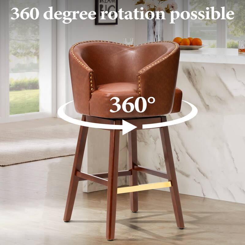 31.9"H Height Solid Wood Swivel Indoor BarStools Set of 2 or 4