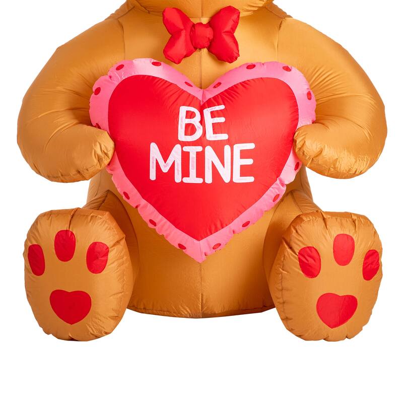 Glitzhome 6'H Lighted Valentine's Bear with Heart Inflatable Decor - 6ft