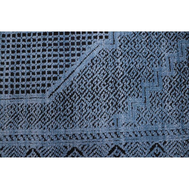 ECARPETGALLERY Hand-knotted Vibrance Blue Wool Rug - 8'0 x 10'0