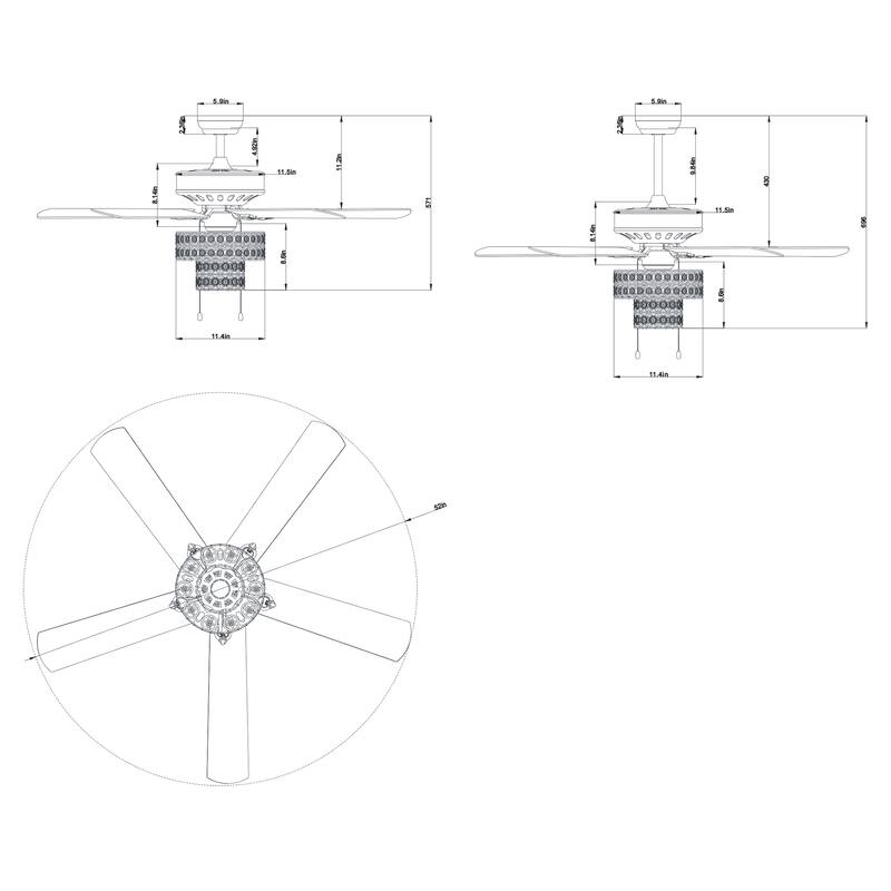 Chrome 52 inch 5 Blade Ceiling Fan