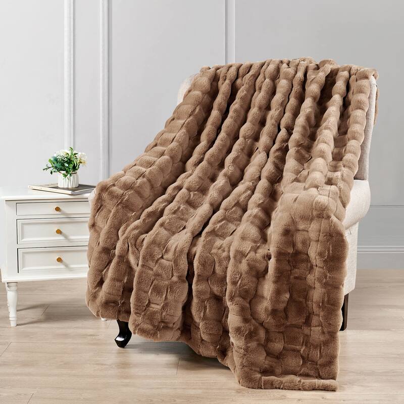 Home Soft Things Brick Textured FauxFur Throw Decorative Blankets
