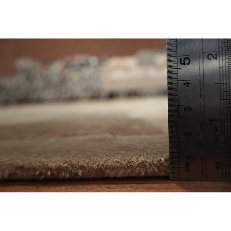 Hand Knotted Oriental Silk Carpet Traditional Pictorial Brown Art Deco Area Rug - 9' 2'' X 6' 0''