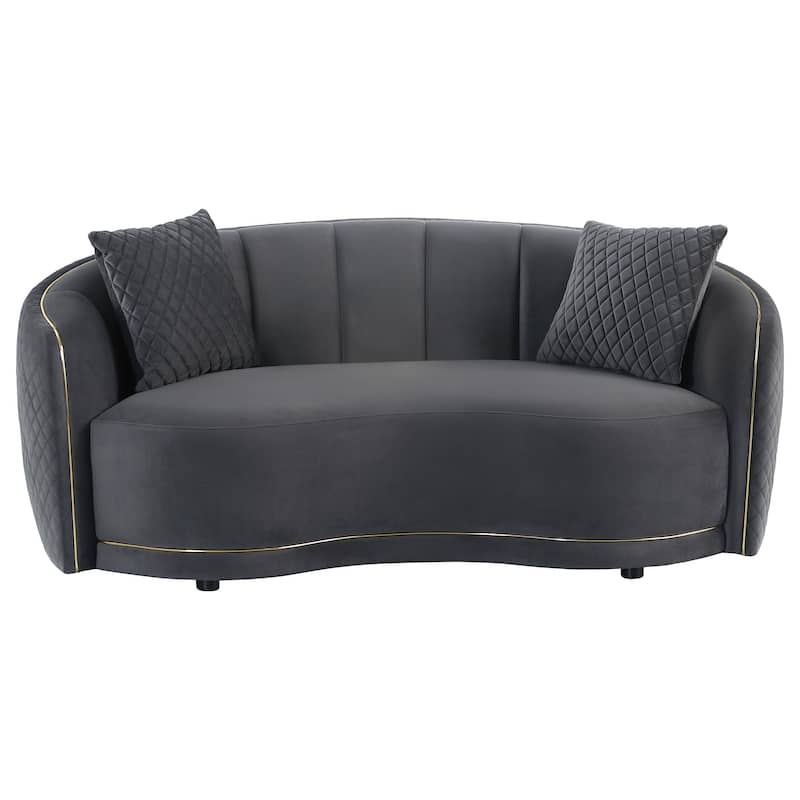 Brookside 2-Piece Velvet Upholstered Sofa Set Dark Grey