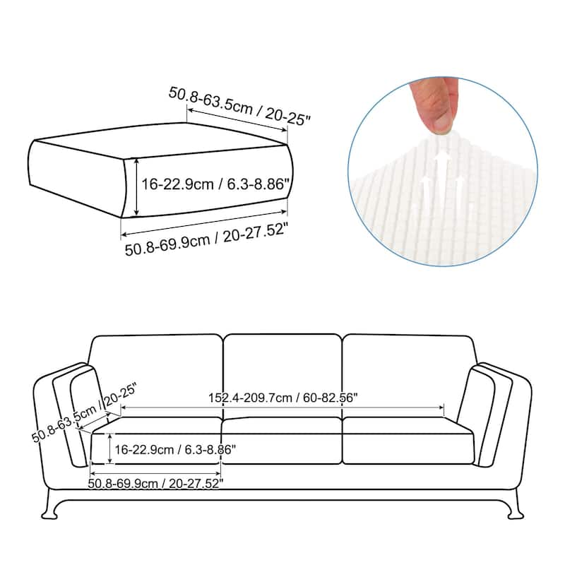 2 Pcs Couch Cushion Cover, 20"x20" Polyester Stretch Sofa Cover - White