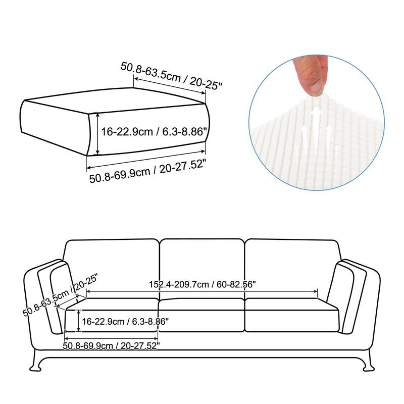 Couch Cushion Cover, 20"x20" Polyester Stretch Sofa Cover - White