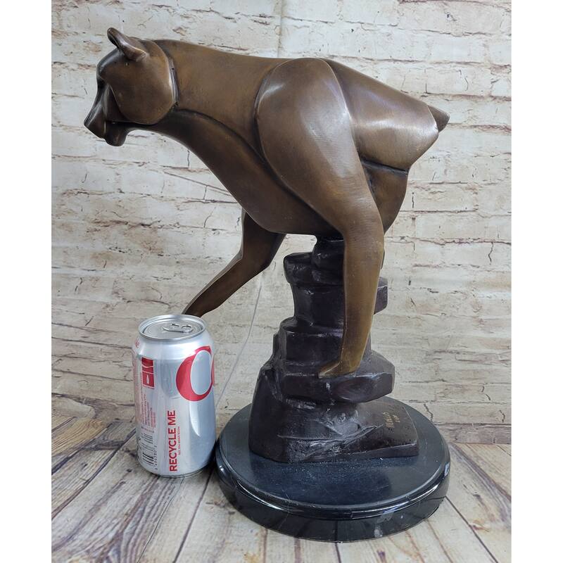 Limited Edition Marius Cougar Female Lion Bronze Sculpture Marble Statue Figurine