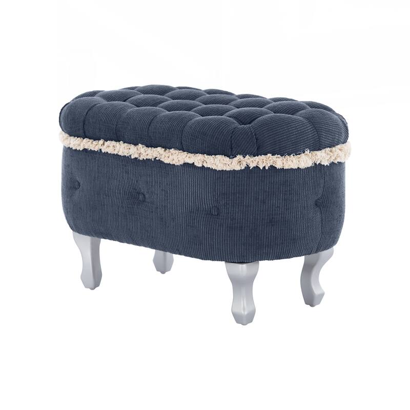 Storage Benches, End of Bed Bench with Button-Tufted - Blue