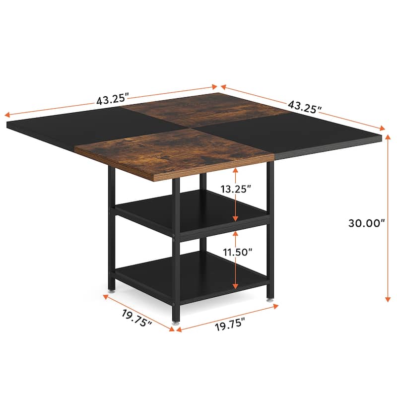 Round Dining Table with Storage Shelves for Kitchen Dining Room