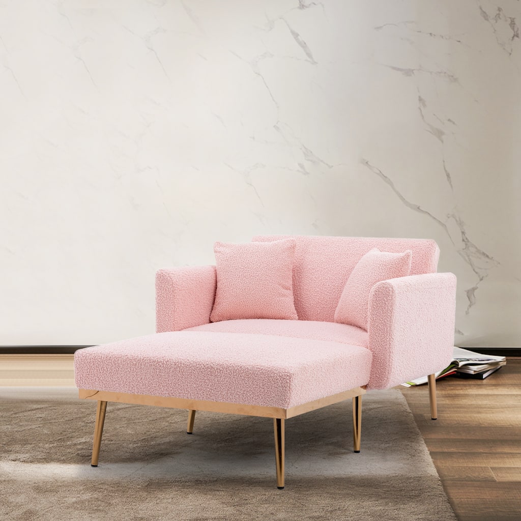 Pink Chaise Lounge Chair /Accent Chair with Ottoman