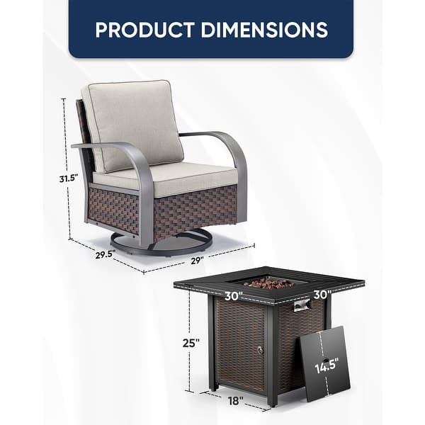 dimension image slide 28 of 48, Pocassy Outdoor Patio Furniture Set