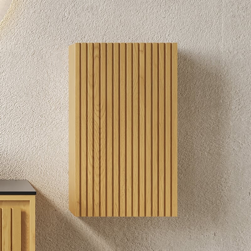 Modland 14"W x 59''H Wall Mounted Bathroom Cabinet - Narrow Waterproof Plywood, Corolla Oak for Over Toilet Storage - Lower cabinet