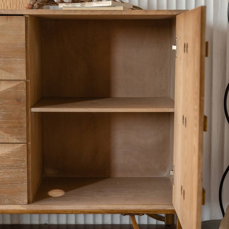 Modern Style Dressing Table Features 3 Drawers, 2 Cabinets and Adjustable Shelves, for Living Rooms and Bedrooms