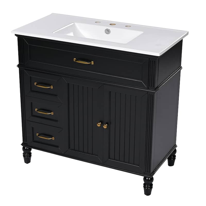 Christopher Knight Home Yvenith 36" Bathroom Vanity with Ceramic Sink - 36.00" Lx 18.5" W x 34.4" H