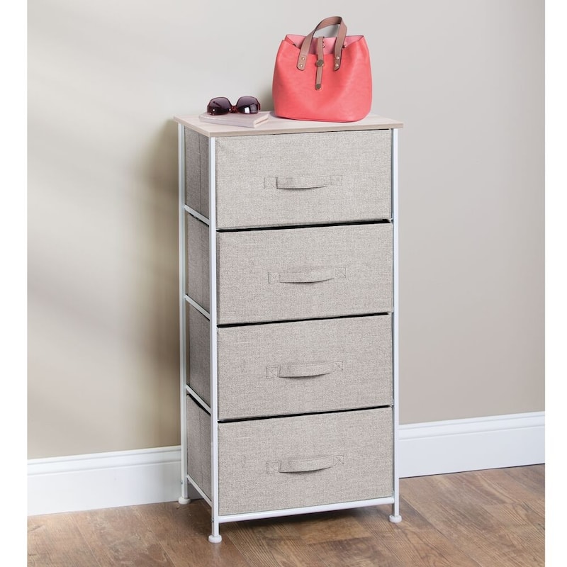 mDesign Vertical Dresser Storage Tower with 4 Drawers