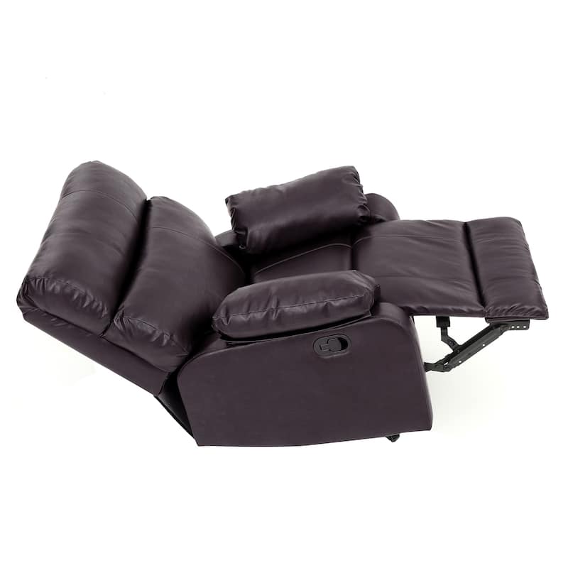Faux Leather Upholstered Reclining Chair with Padded Arms - 39" - Dark Brown