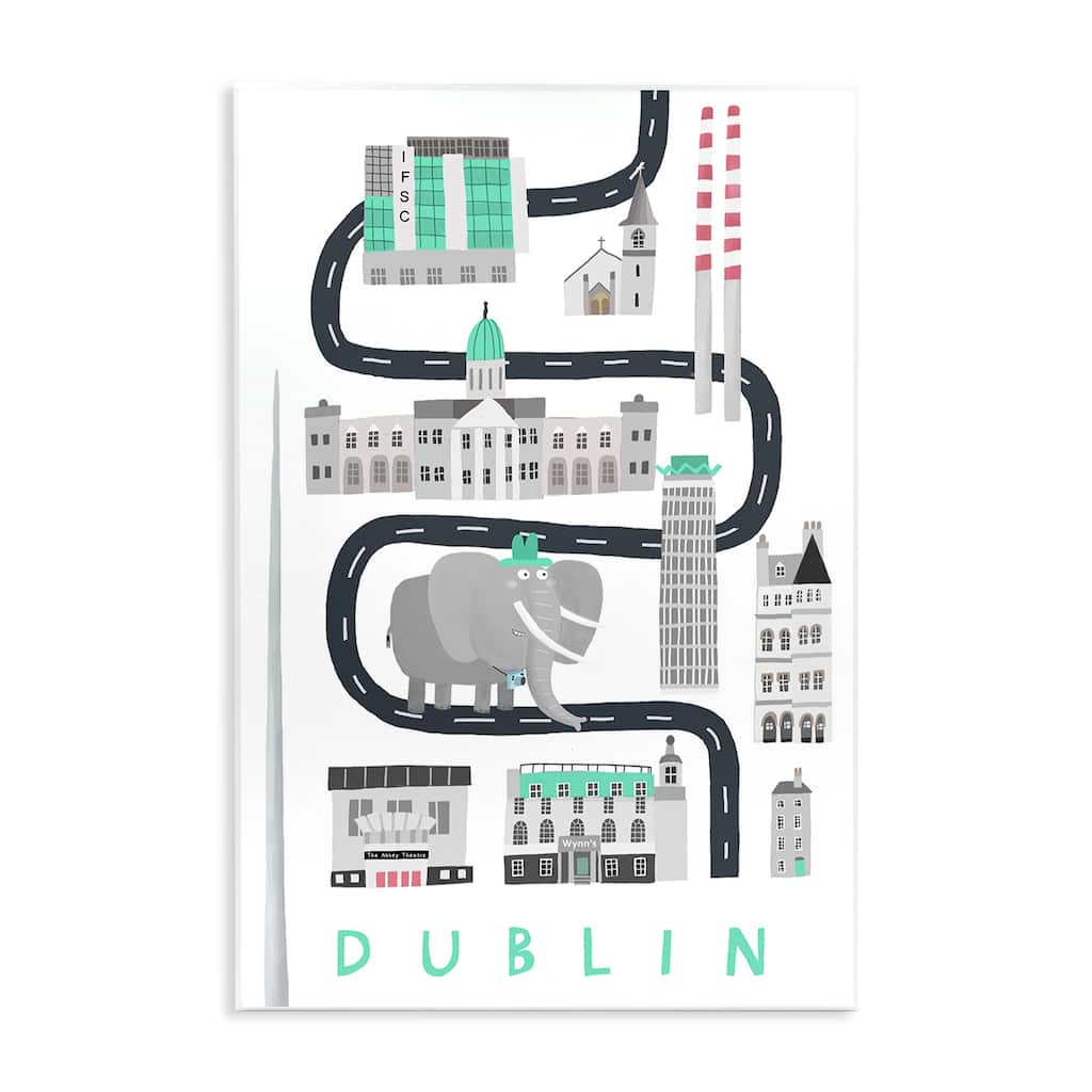 Stupell Dublin Whimsical Travel City Wall Plaque Art Design By Carla Daly