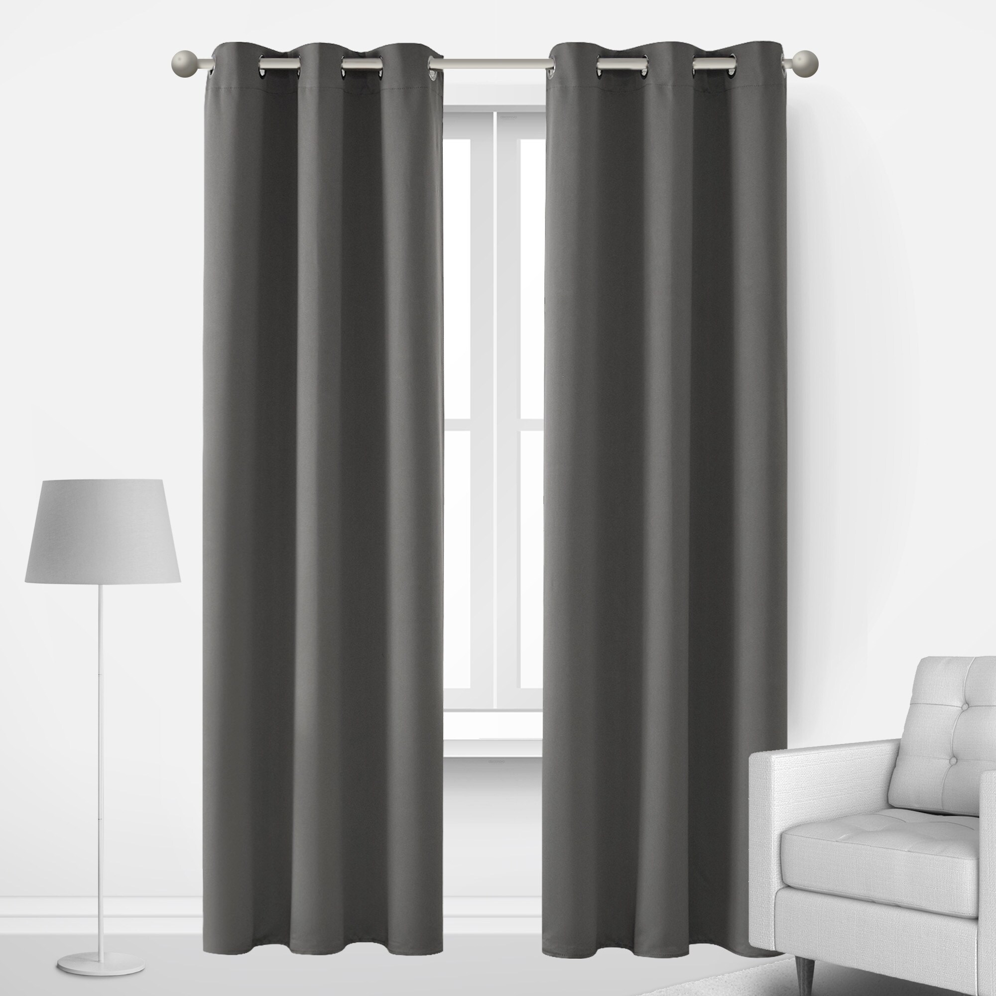 超歓迎された Deconovo Dark Grey Total Blackout Curtains， Grommet