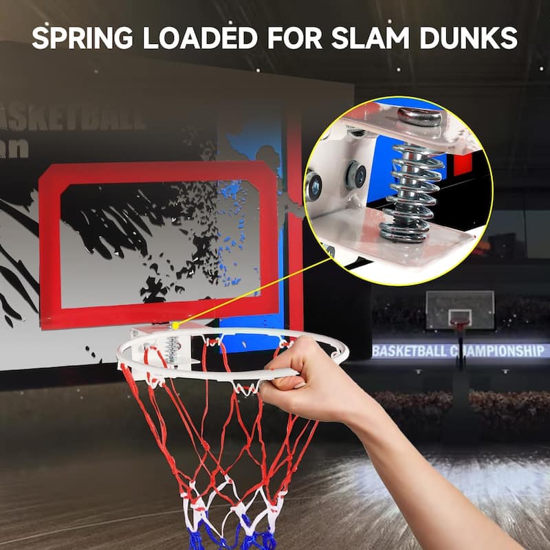 GSE™ 24"x16" Over-The-Door Pro Basketball Hoop with Basketball & Pump, Large Basketball Backboard & Hoop Set