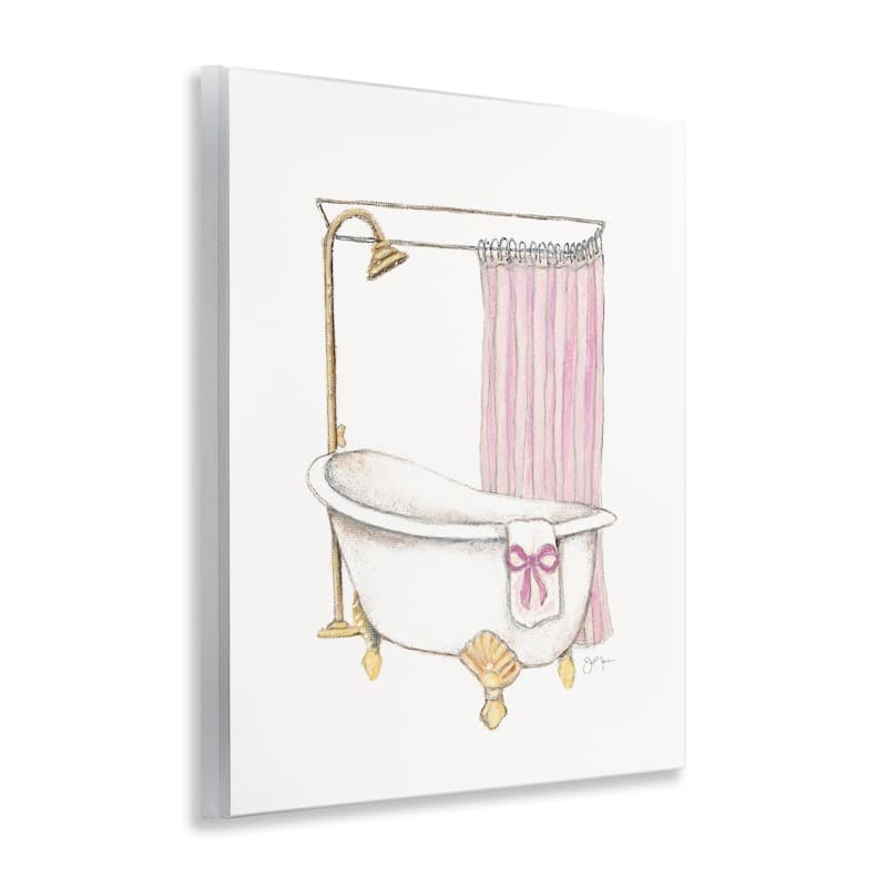 Stupell Simple Bathtub with Bow Wall Plaque Art Design By Janet Tava