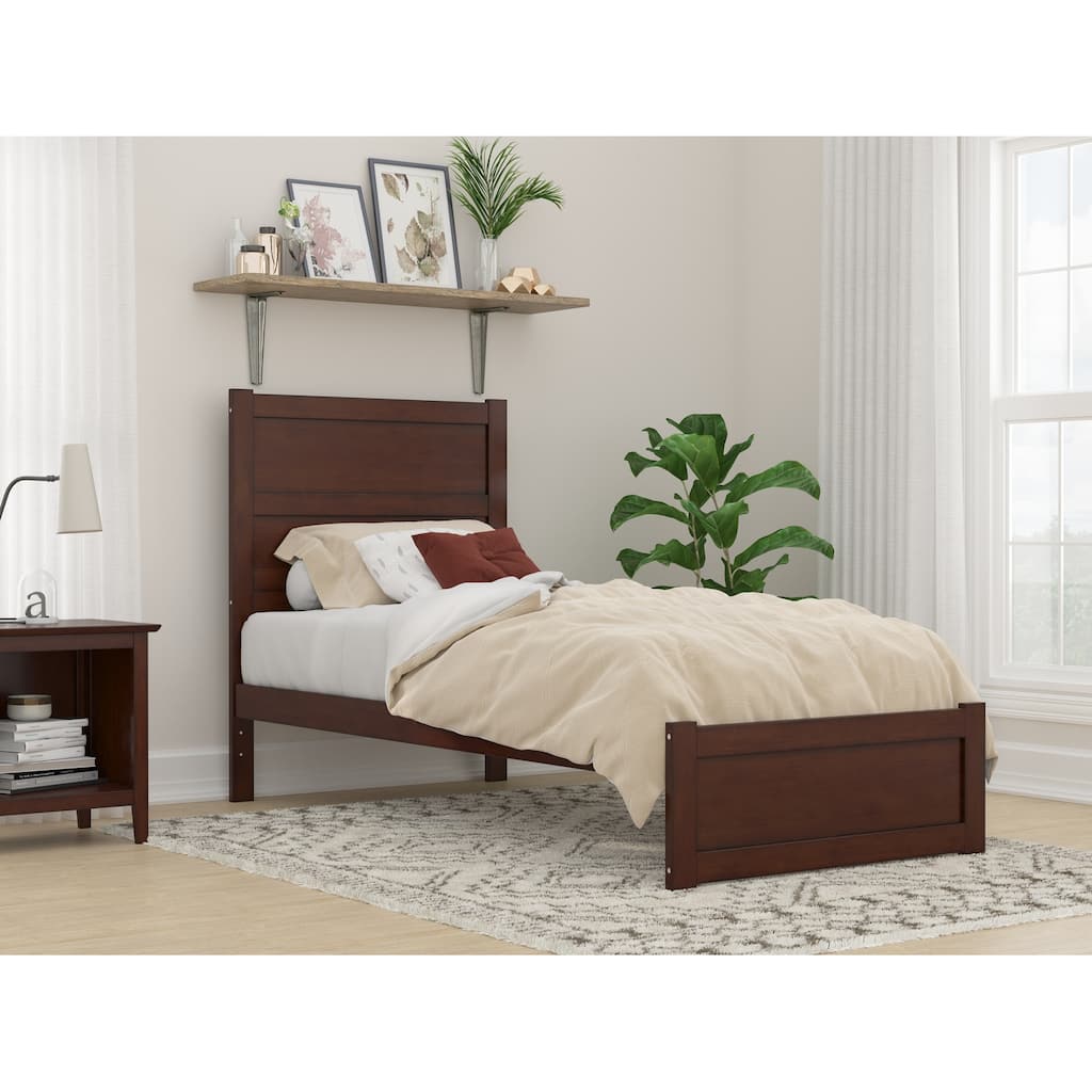 NoHo Twin Extra Long Bed with Footboard in Walnut