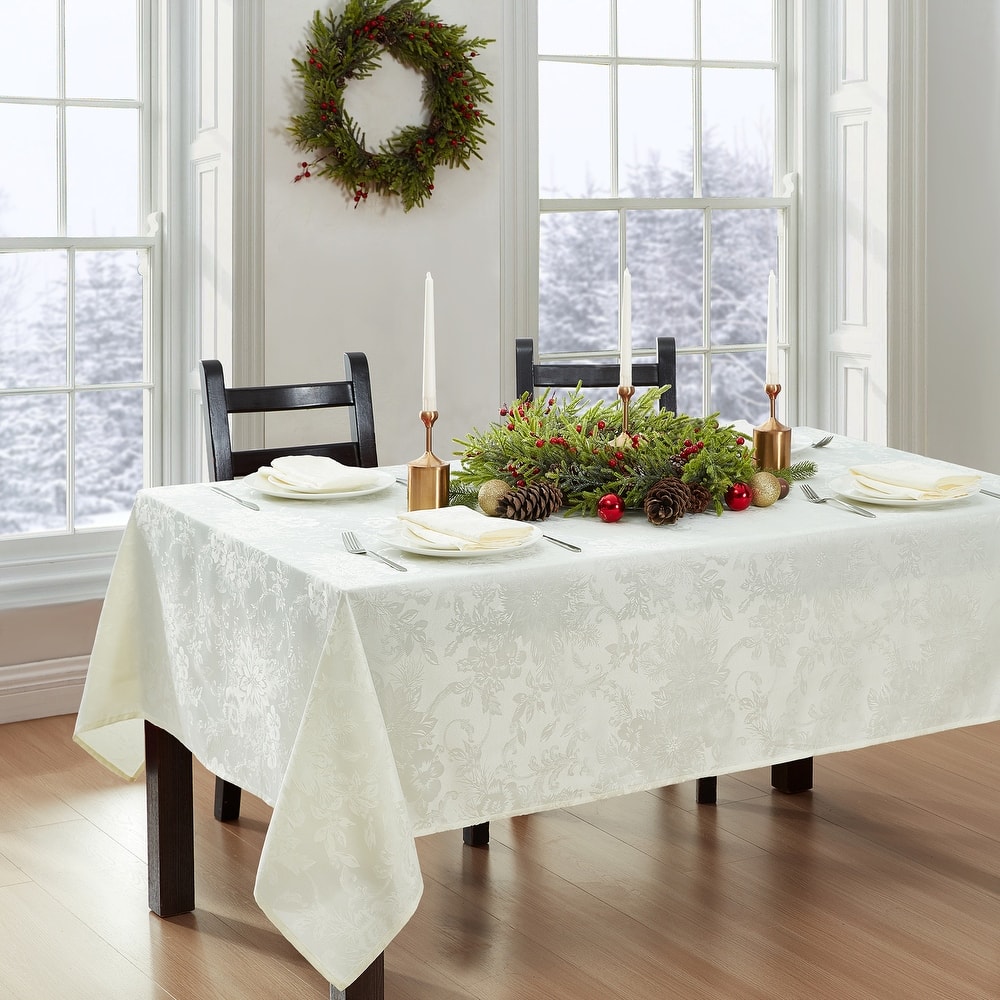 Porch & Den Prahl Jacquard Poinsettia Tablecloth