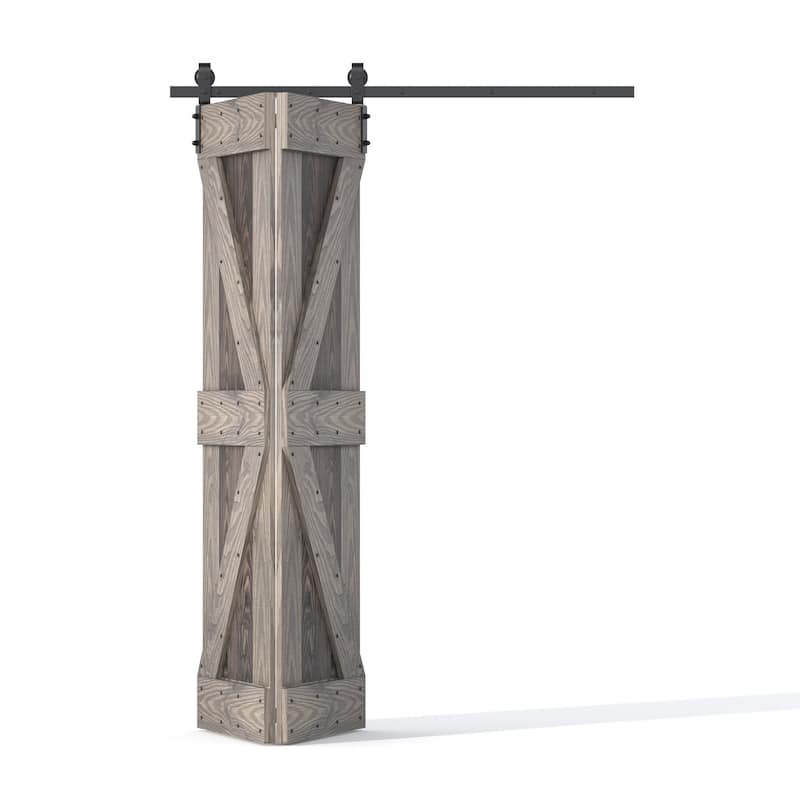 Coast Sequoia 30in./36in./48in. x 80in. Embossing Pine Wood Bi-Fold Barn Door With Sliding Hardware Kit