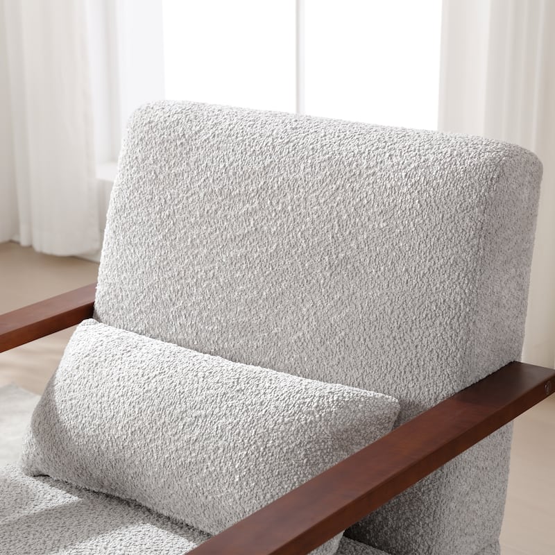 Mid-Century Boucle Upholstered Swivel Armchair With Pillow