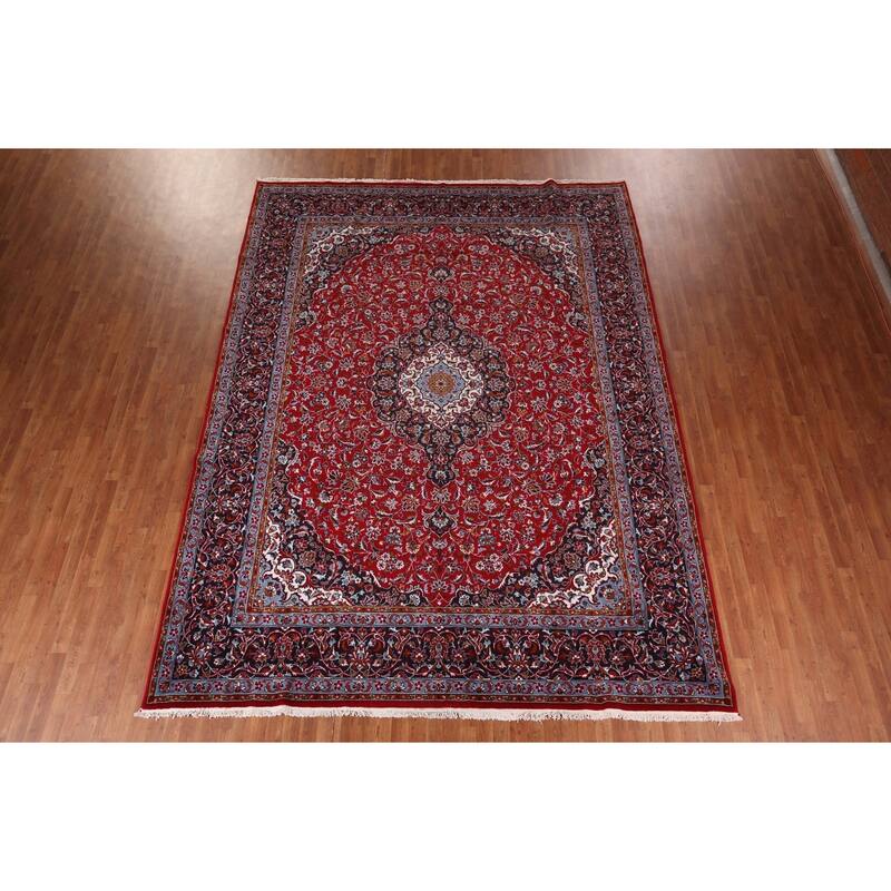Traditional Red Kashan Turkish Rug Machine Made Bedroom Carpet - 10'0" x 13'0"