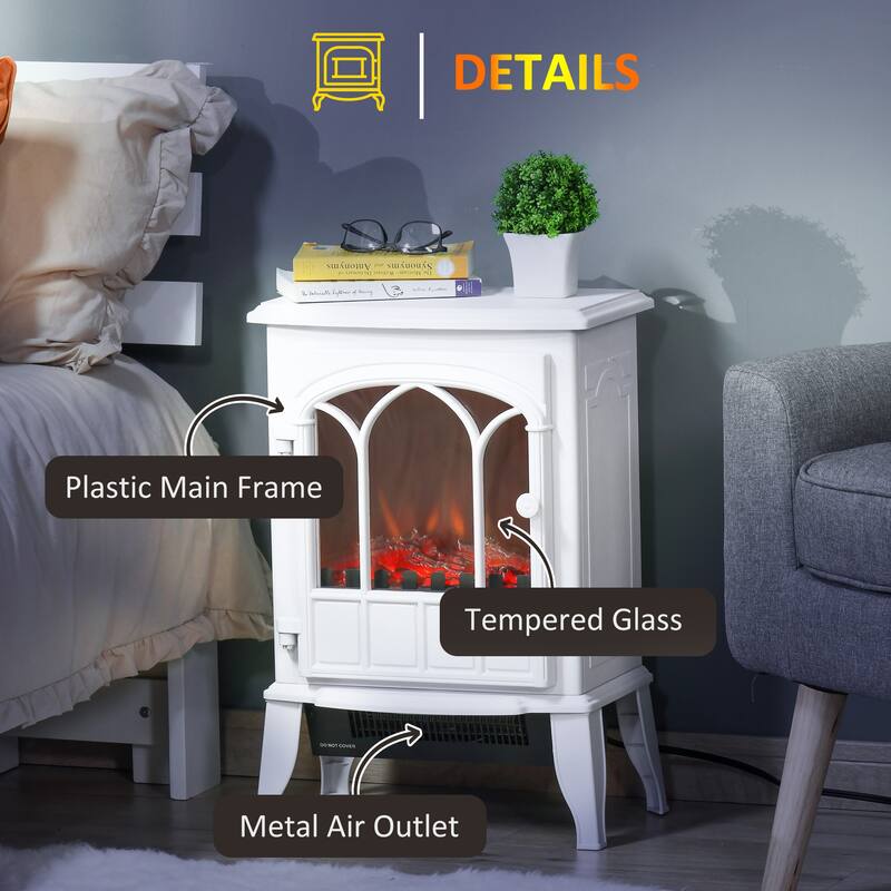 HOMCOM 22" Electric Fireplace Stove, Freestanding Fireplace Heater with Realistic LED Flame, Adjustable Temperature, Black