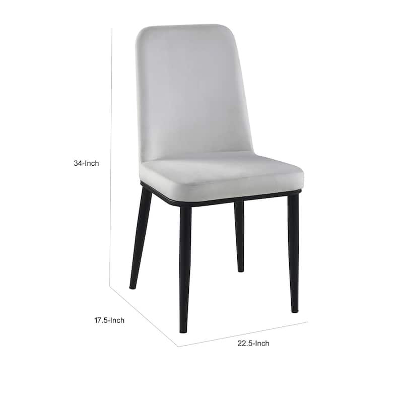 Black/Gray Velvet Upholstered Metal Frame Dining Chair, Set of 2, Sturdy Dining Chair for Dining Rooms - 15.5