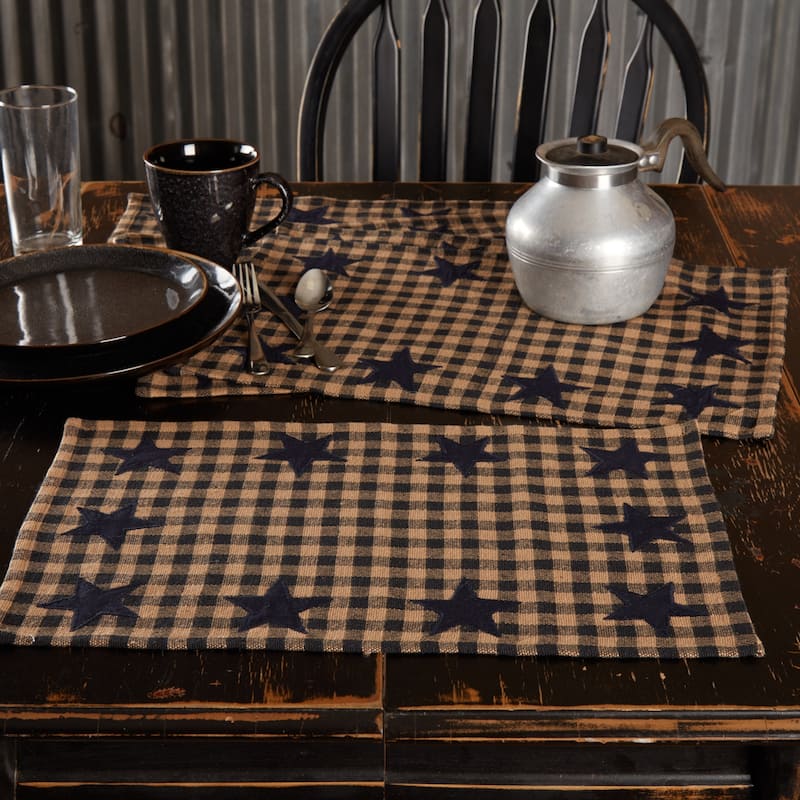 Primitive Tabletop Kitchen Star Placemat Set of 6 Cotton Star - Placemat 12x18