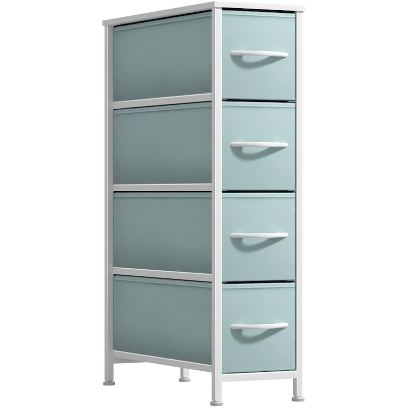 Narrow Dresser Tower with 4 Drawers - Vertical Storage for Bedroom - Aqua