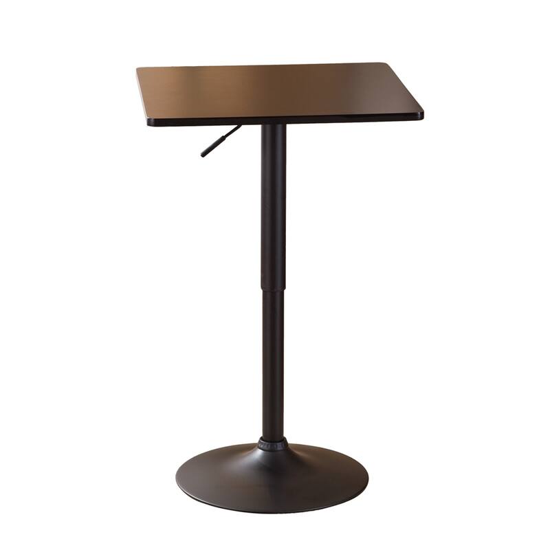 Black Square Top Adjustable Height with Black Leg and Metal Bar Table