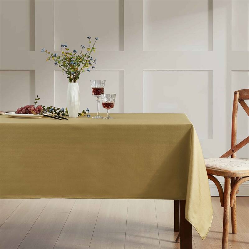 HLC.me Lincoln Jacquard Striped Fabric Tablecloth for Rectangle Table Advanced Water & Fade Resistance