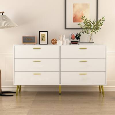 FAMAPY Modern 6 Drawer Storage Chest Double Dresser Sideboard Cabinet