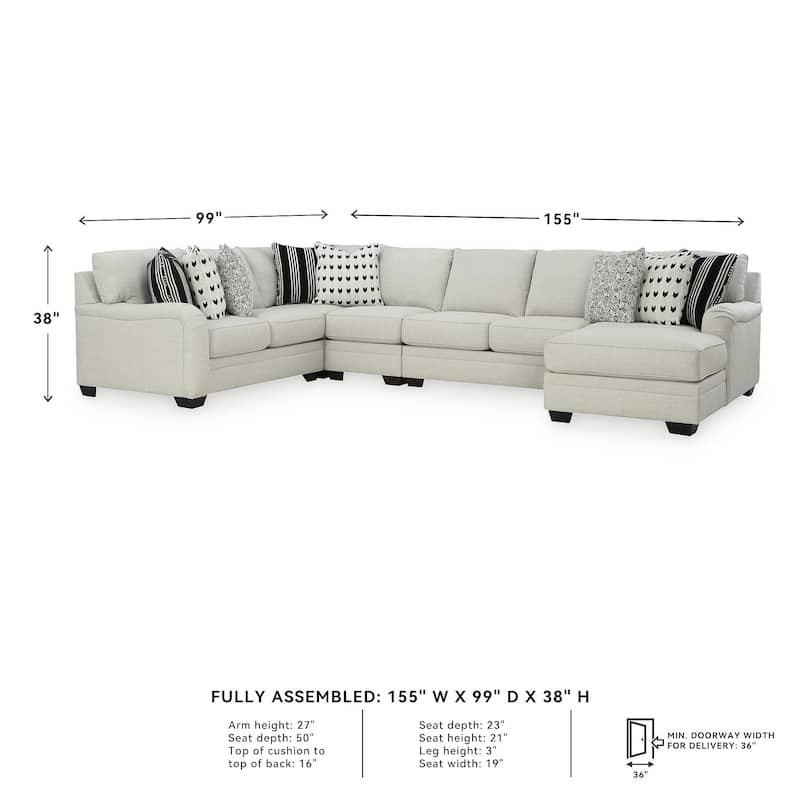 Signature Design by Ashley Huntsworth Dove Gray 5-Piece Sectional with Chaise - 155"W x 99"D x 38"H