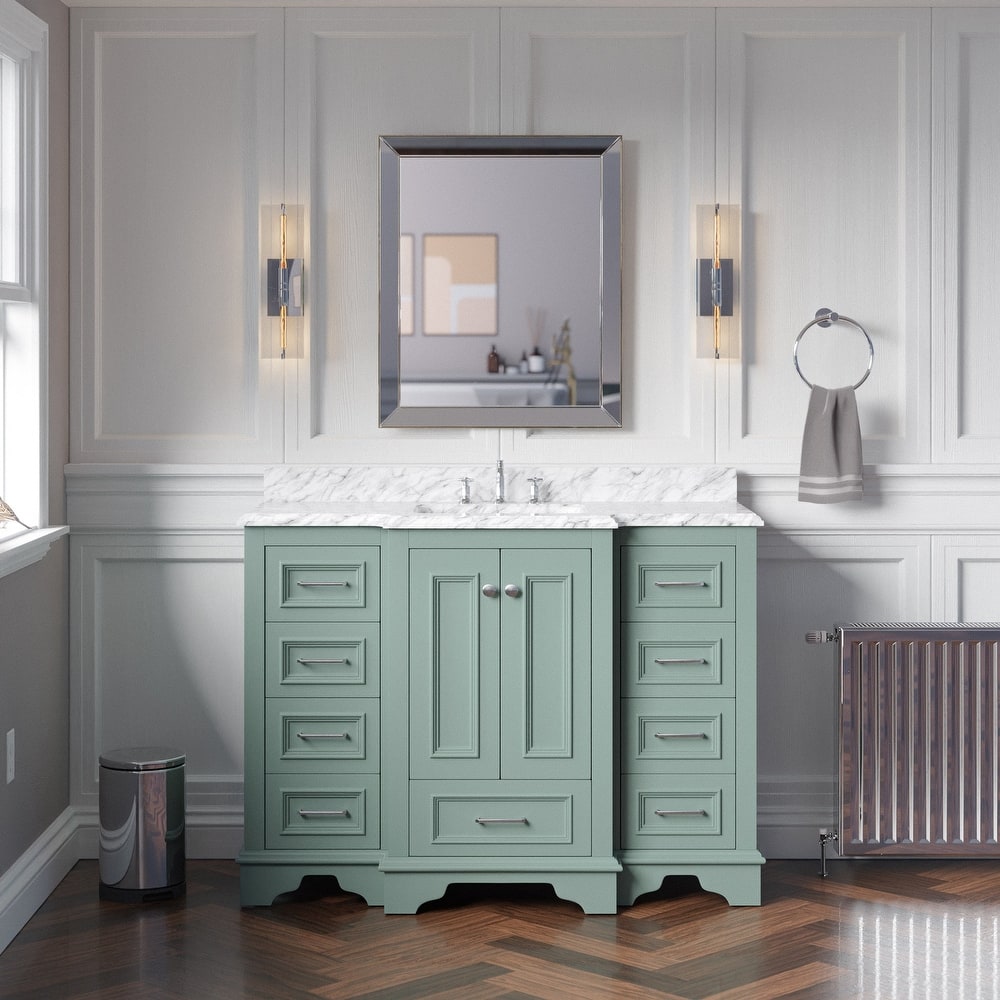 KitchenBathCollection Nantucket 48" Bathroom Vanity with Carrara Marble Top