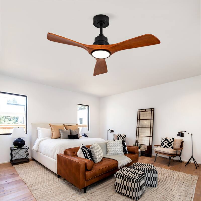 42 Inch Ceiling Fans With Lights and 3 Solide Wood Blades, 6 Speed Remote,Reversible DC Motor, Ceiling Fan with Remote