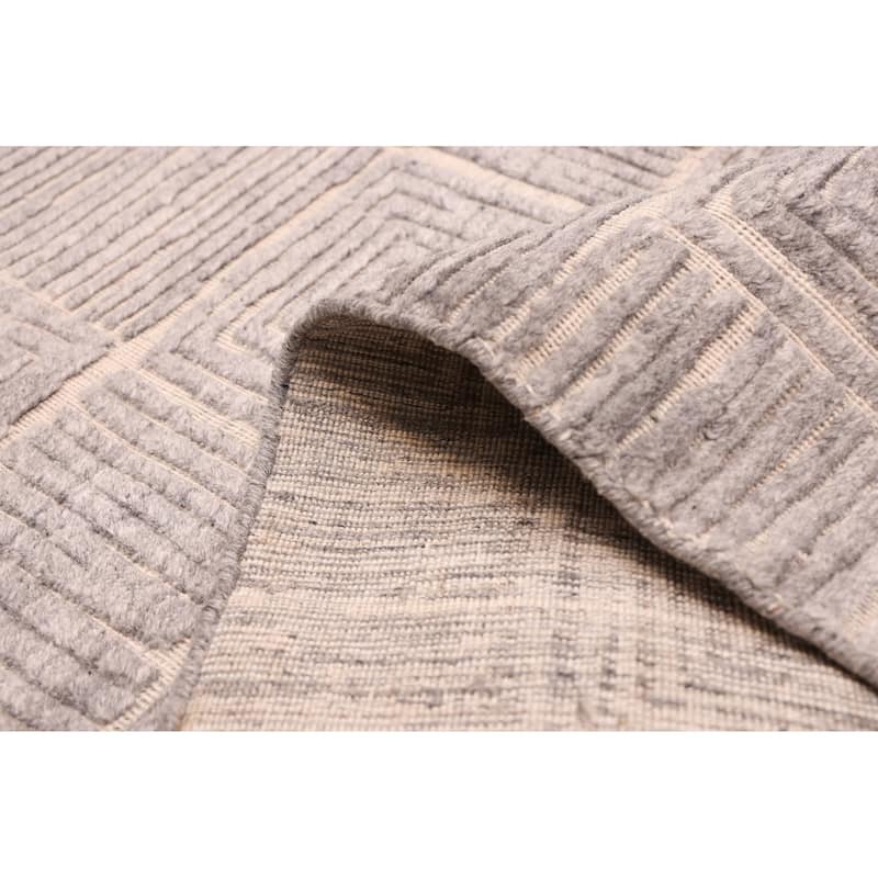 ECARPETGALLERY Hand Loomed Elysian Grey Wool Rug - 8'0 x 9'8