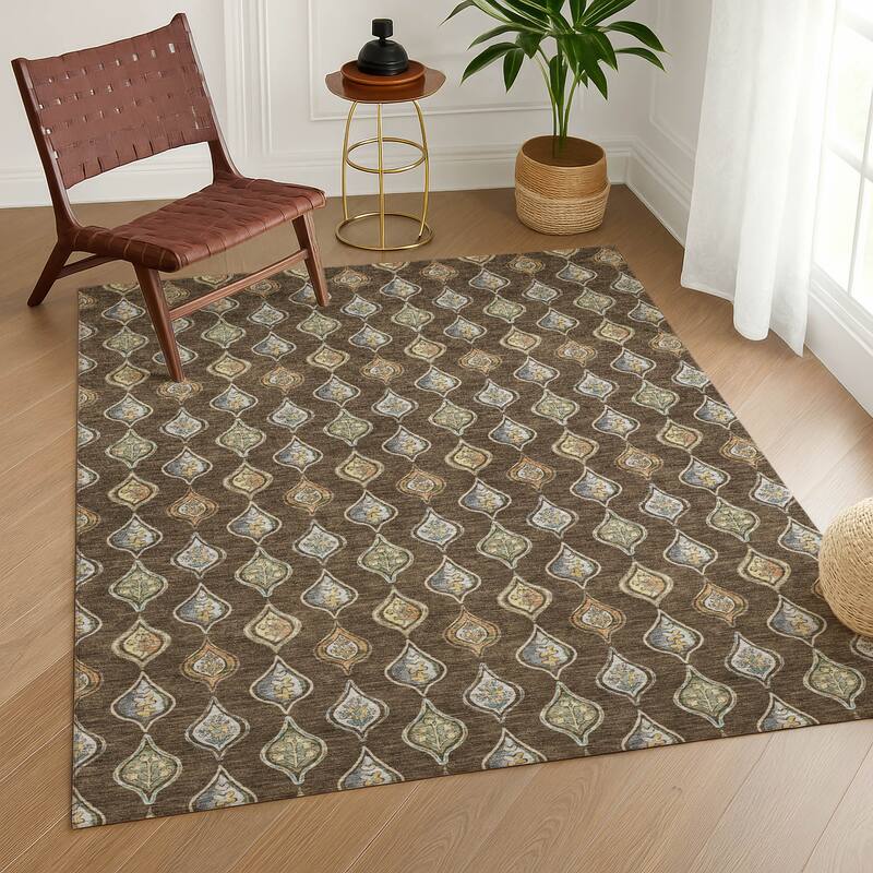 Machine Washable Indoor/ Outdoor Casual Greenwood Chantille Rug