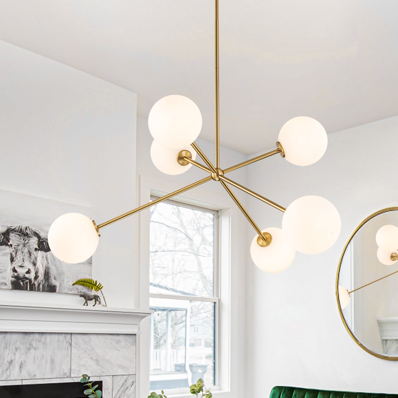 Staggered glass sales burst chandelier