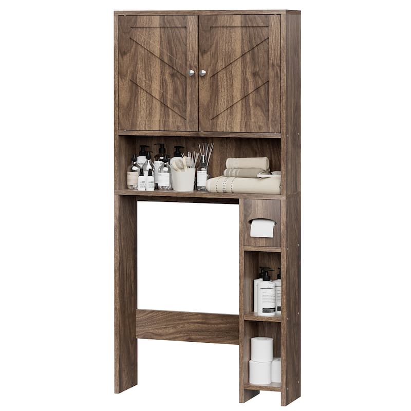 Over-The-Toilet Storage Cabinet with Side Shelves – Adjustable Bathroom Organizer