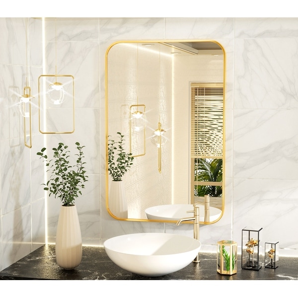BED & BATH BEYOND ウォールミラー 　鏡　ミラー　46x56 Wall Mounted Bathroom Mirror with Round Corner - On Sale