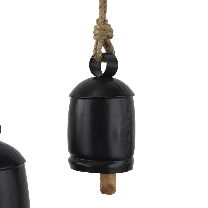 Metal Tibetan Inspired Decorative Cow Bells with Jute Hanging Rope - Set of 3 - Roche River Decor