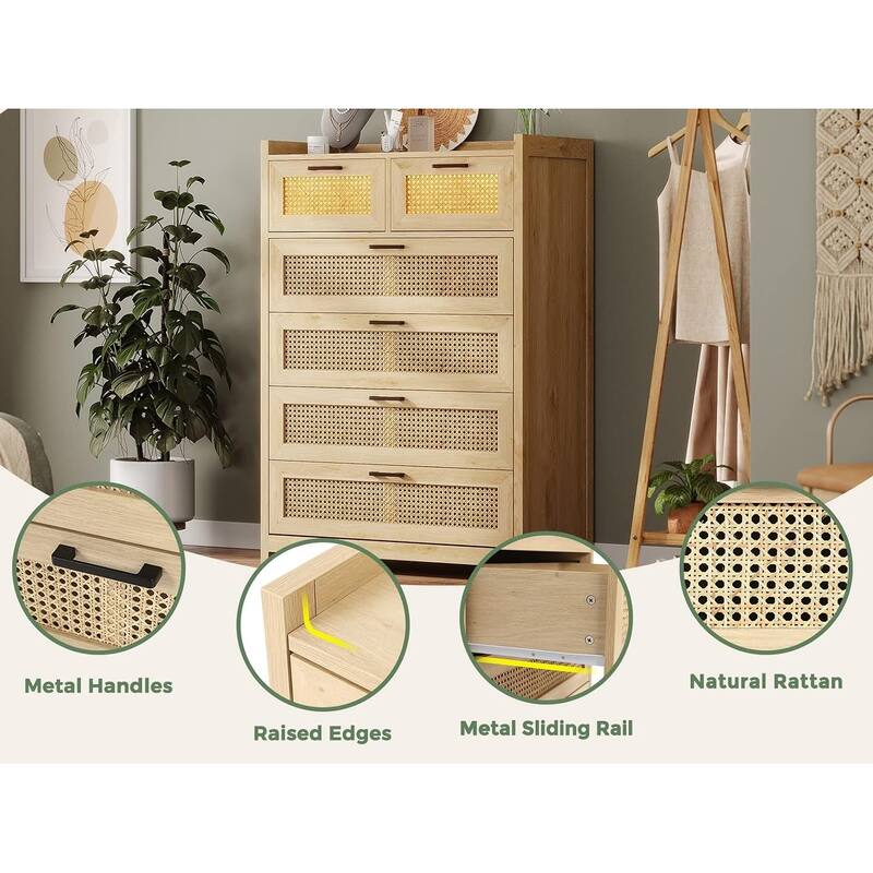 Rattan Dresser for Bedroom with Drawer Dressers & Chests of Drawers