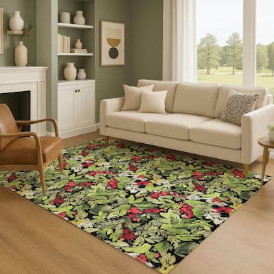 Premium Washable Super Soft Christmas Holly Mayfield Rug