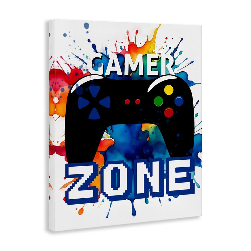 Stupell Vivid Modern Gamer Zone Canvas Wall Art Design By Kim Allen