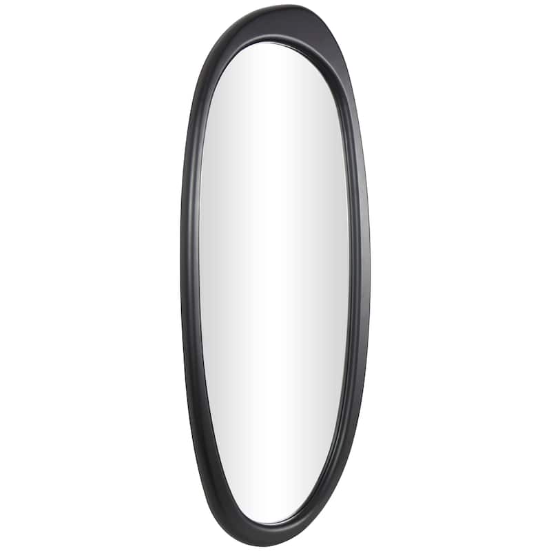 Wooden Abstract Oval Wall Mirror - Black - Roche River Decor