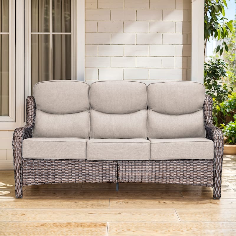 Gymojoy 72'' 3-Seat Outdoor Durable Sofa with 6-Inch Ultra-Plush Cushions & Water-Resistant Olefin Fabric