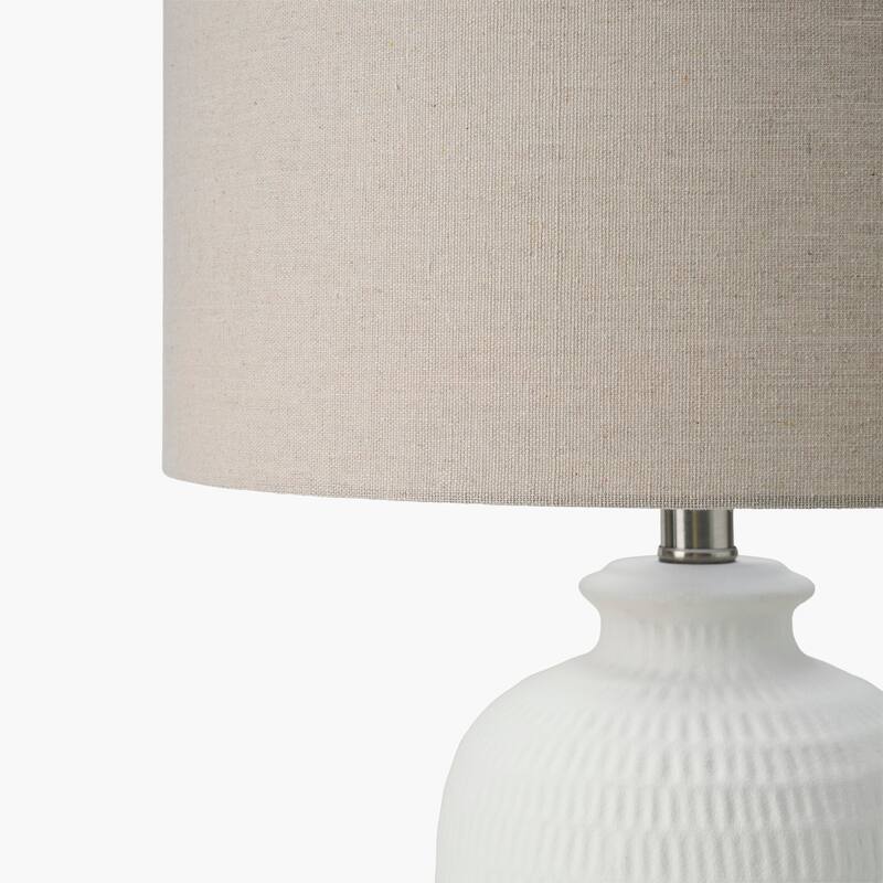 Nourison 24" White Textured Ceramic Farmhouse Table Lamp